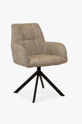 Szürke szövet fotel forgatható ülőkével, fekete fém lábakkal